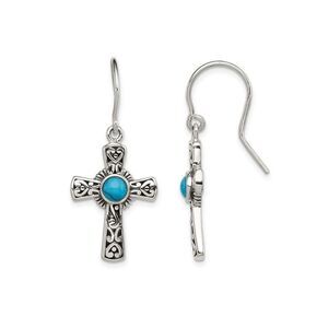 Reconstituted Turquiose Cross Earrings in Sterling Silver